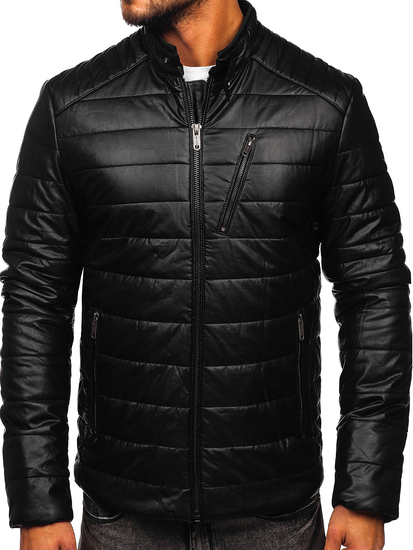 Blouson en cuir biker pour homme noir Bolf EX940