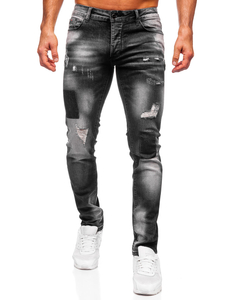 Homme Pantalon en jean slim fit Noir Bolf MP0113N