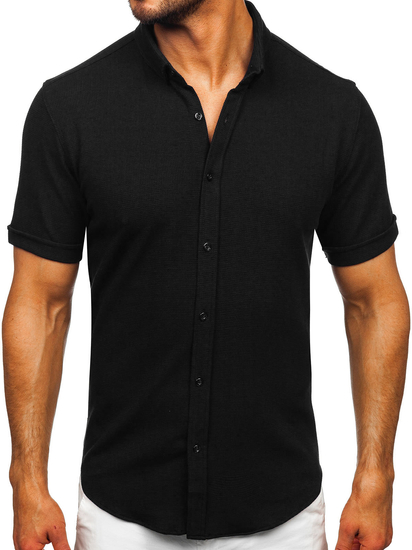 Homme Chemise en mousseline à manches courtes Noir Bolf 2013