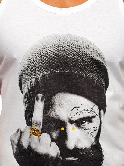 Débardeur boxer imprimé blanc Bolf 14842