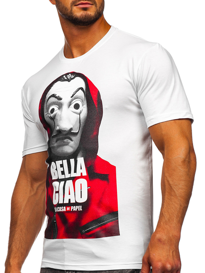 Tee-shirt avec imprimé blanc pour homme Bolf 192410
