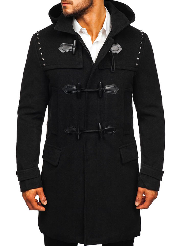 Le manteau trench d'hiver pour homme noir Bolf 88870
