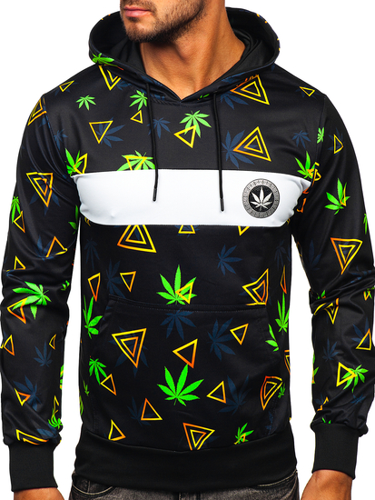 Sweat-shirt imprimé à capuche pour homme noir Bolf HM631