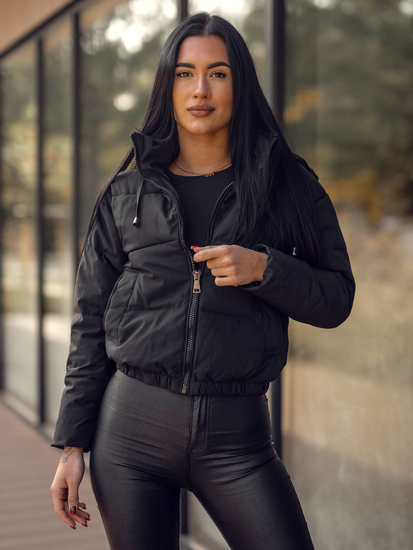 Femme Blouson d'hiver matelassée réversible à capuche Noir Bolf 16M9088