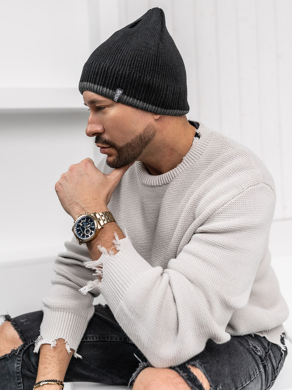 Homme Bonnet d'hiver chaud Noir Bolf 387056