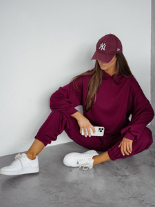 Ensemble de sweat-shirt à capuche deux pièces femme bordeaux Bolf 525