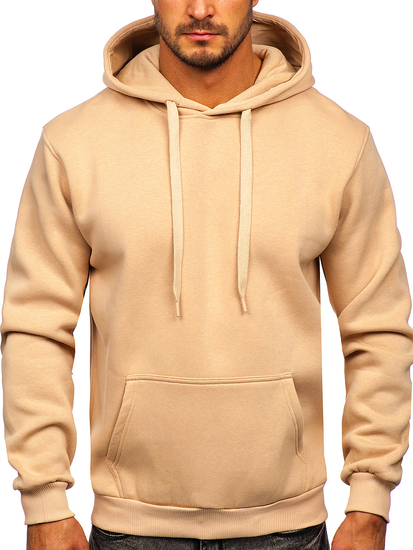 Sweat-shirt beige kangourou à capuche pour homme Bolf B1004