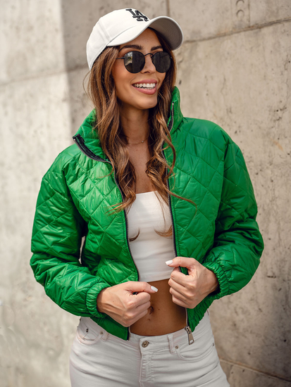 Blouson bomber de transition matelassé pour femme vert Bolf 82622