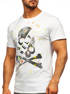 Tee-shirt blanc avec imprimé pour homme Bolf Y70008