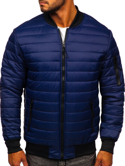 Blouson bomber de transition matelassé pour homme bleu foncé Bolf MY-02A
