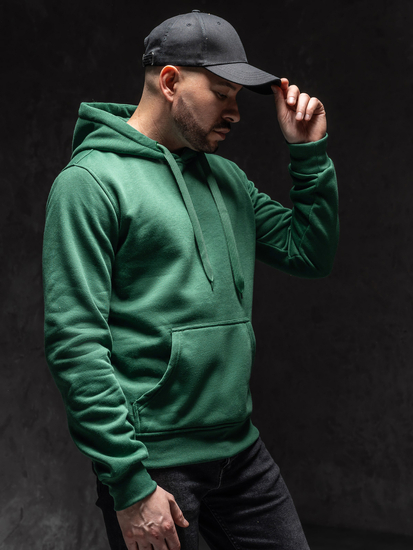 Homme Sweat-shirt kangourou à capuche Vert foncé Bolf 2009A1