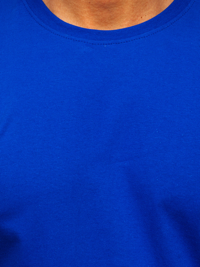 T-shirt homme en coton bleu bleuet sans imprimé Bolf 192397