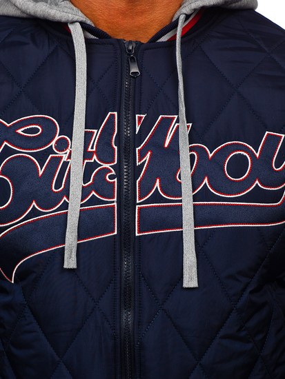 Homme Blouson bomber de transition matelassé Bleu foncé Bolf HSS058