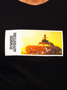 Homme T-shirt imprimé en coton Noir Bolf MPO3559