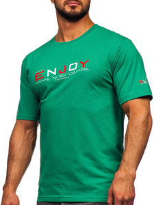 Homme T-shirt imprimé en coton Vert Bolf 14739