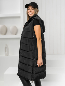 Femme Gilet matelassé long Noir Bolf MY6315