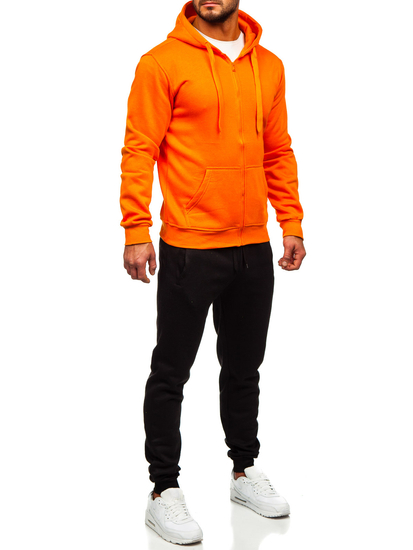 Survêtement avec un sweat-shirt à capuche zippé pour homme orange Bolf D004