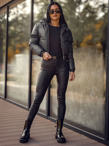 Femme Blouson d'hiver matelassée réversible à capuche Noir Bolf 5M3260