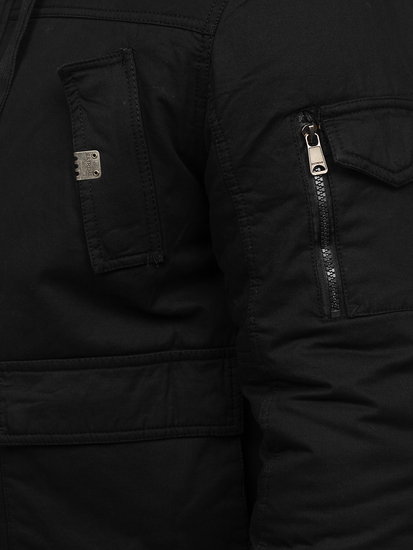 Blouson d'hiver épais en coton pour homme noir Bolf 1890