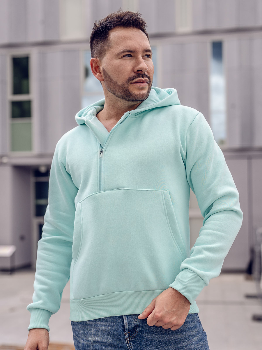 Sweat-shirt à capuche pour homme vert menthe Bolf 02A