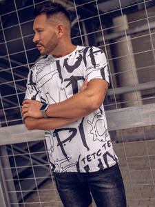T-shirt homme en coton blanc avec imprimé Bolf KS1972A