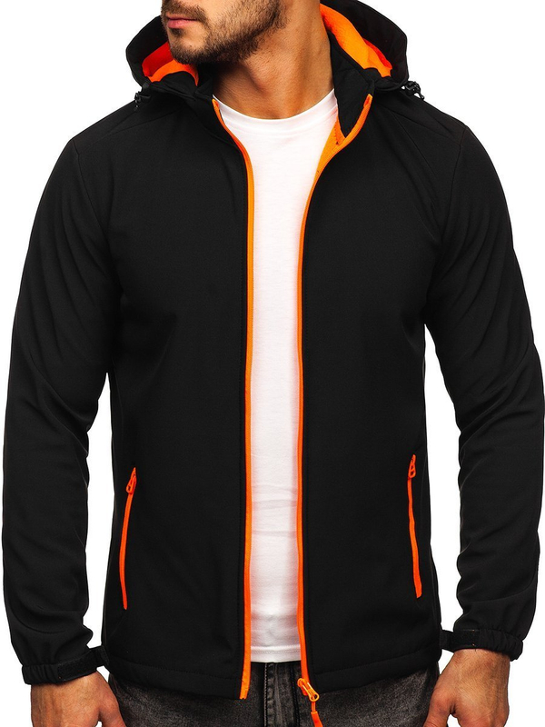 Homme Blouson softshell de transition Noir-Orange Bolf HH017