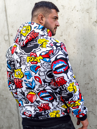 Sweat-shirt imprimé à capuche pour homme multicolore Bolf 141003