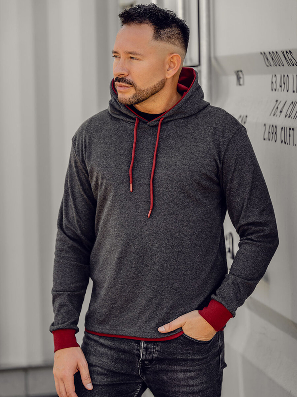 Homme Sweat-shirt à capuche Anthracite Bolf 145380