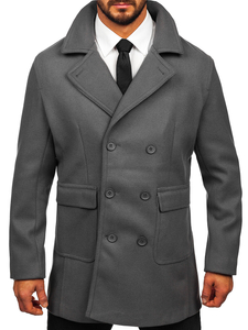 Homme Manteau d'hiver croisé courte Graphite Bolf 11Z8215