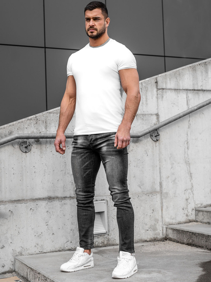 Pantalon en jean regular fit pour homme noir Bolf MP019N