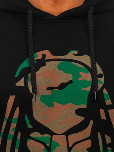 Homme Sweat-shirt imprimé à capuche Noir Bolf 147048