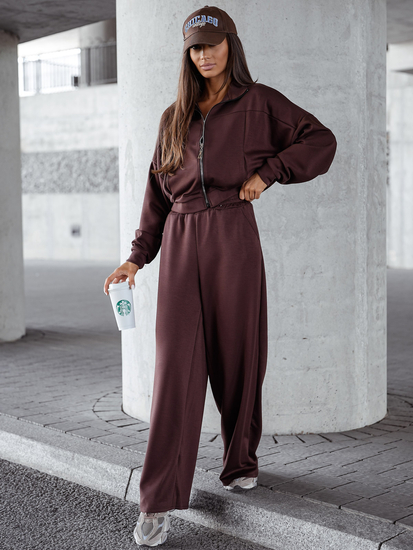 Ensemble sweat-shirt zippé deux pièces femme chocolat Bolf 821109