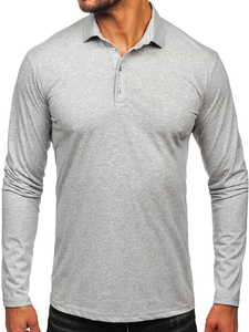 Homme Polo en coton à manches longues Gris Bolf 5119