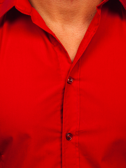Chemise élégante rouge foncé à manches longues pour homme Bolf 1703