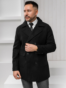 Homme Manteau d'hiver croisé courte Noir Bolf 11Z8215A1