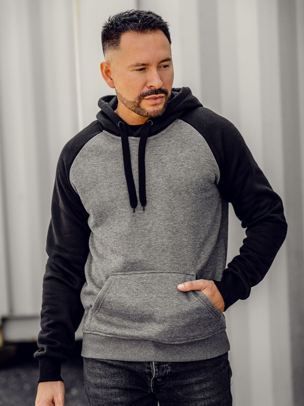 Sweat-shirt pour homme graphite à capuche Bolf LM77002