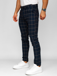 Homme Pantalon élégant à carreaux Bleu foncé Bolf 184177