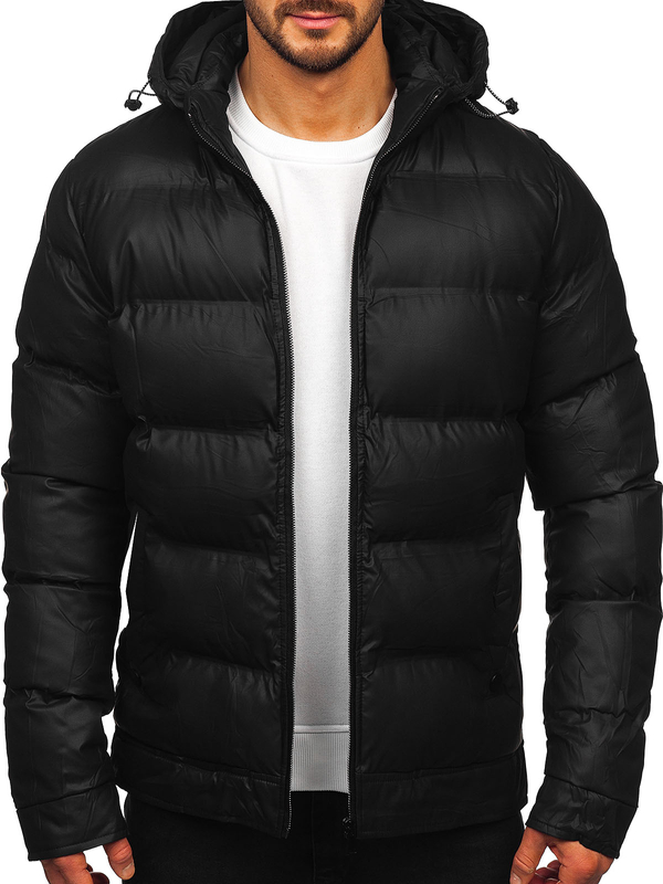 Homme Blouson d'hiver à capuche Noir Bolf 22M327