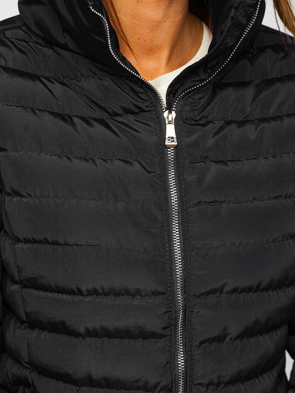 Blouson d'hiver matelassé sans capuche pour femme noir Bolf 23063