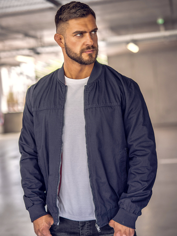 Blouson aviateur réversible bleu marine pour homme, modèle Bolf 84M3005A