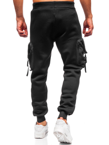 Homme Pantalon jogger cargo chaud Noir Bolf K23