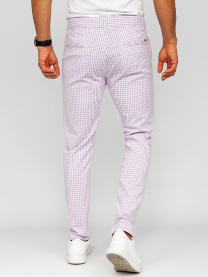 Homme Pantalon élégant à carreaux Violet Bolf 184143
