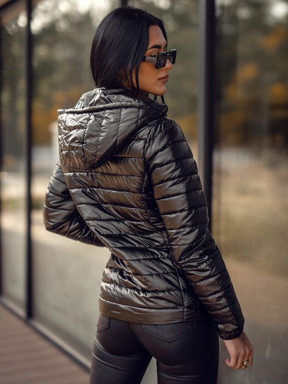 Femme Blouson mi-saison matelassée à capuche Noir Bolf 16M9106