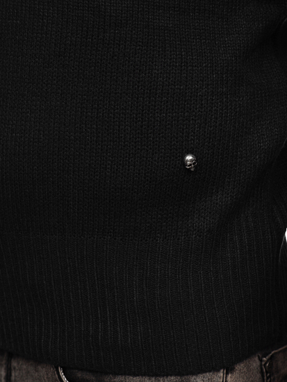 Pull à col montant pour homme noir Bolf MM6018