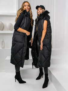 Femme Gilet matelassé long Noir Bolf 5M3166