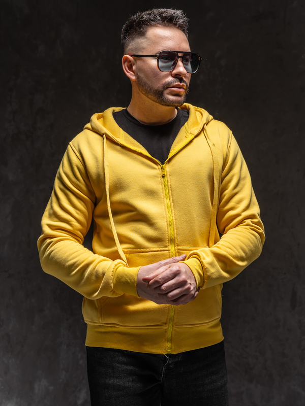 Homme Sweat-shirt à capuche avec fermeture Jaune Bolf 2008A1