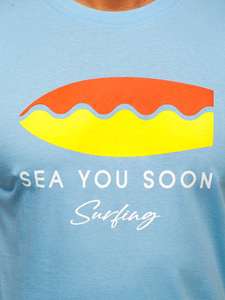 Homme T-shirt imprimé en coton Bleu Bolf MPO3457