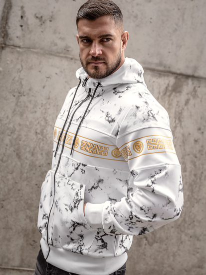 Sweat-shirt à capuche avec fermeture pour homme blanc Bolf 27B8125A