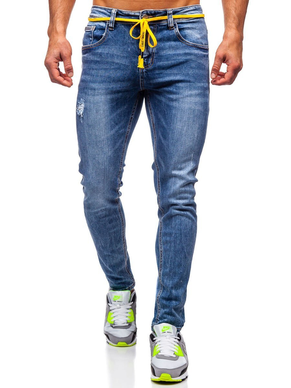 Pantalon en jean skinny fit pour homme bleu foncé Bolf KX565