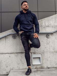 Sweat à capuche homme bleu marine Bolf MB001A